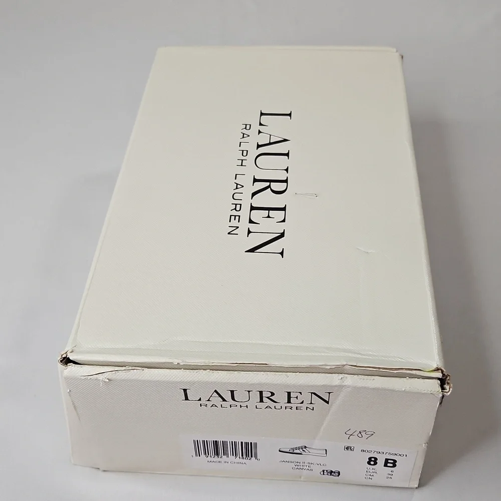 Ralph Lauren White Janson II Canvas Sneakers Size 8 NWT - Picture 8 of 8